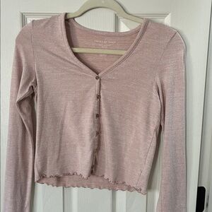 Blush Pink Super Cozy Cropped Button Up Lounge Top